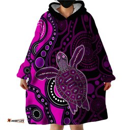 aboriginal turtle wearable blanket hoodie pink style