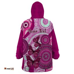 personalised australia breast cancer wearable blanket hoodie indigenous butterfly no one fights alone