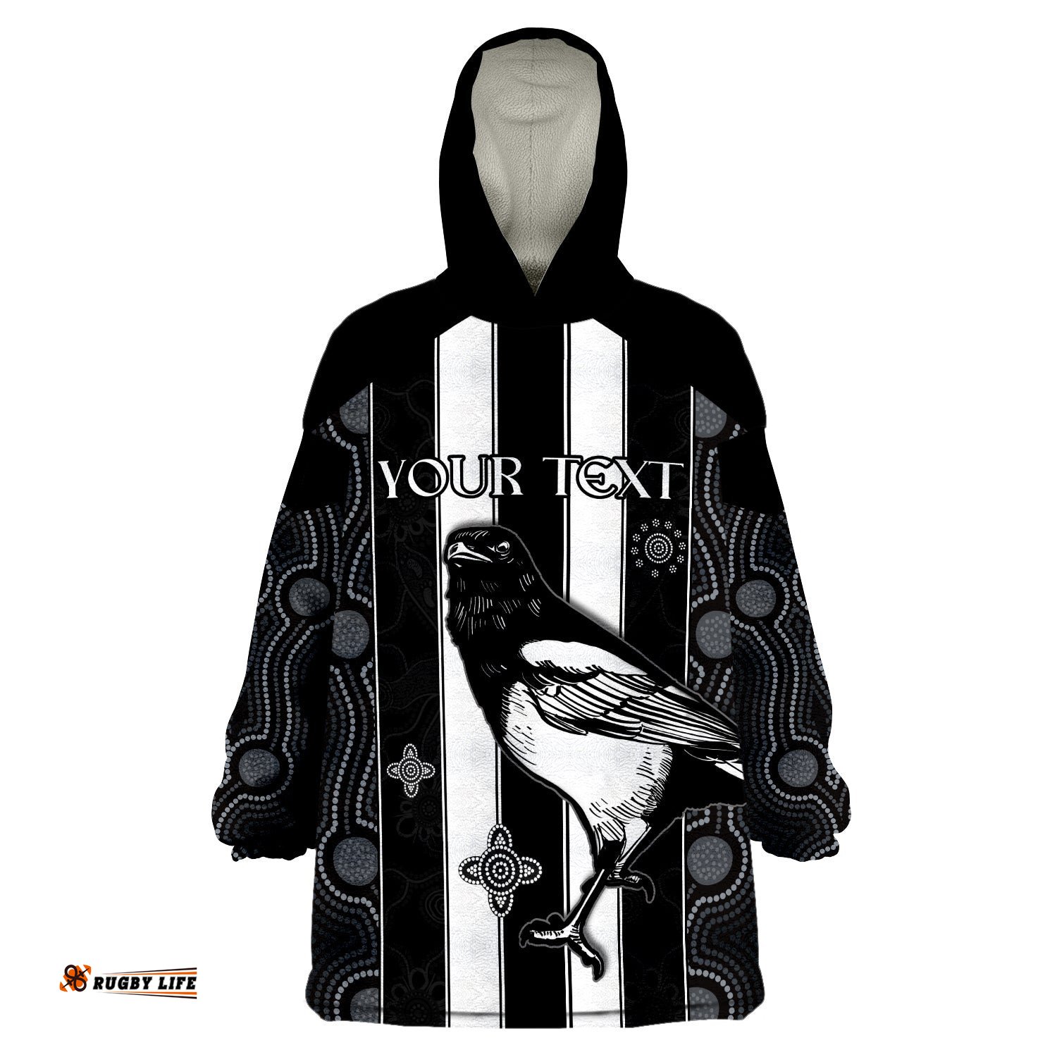 custom personalised magpies indigenous we are the champions wearable blanket hoodie