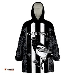 custom personalised magpies indigenous we are the champions wearable blanket hoodie