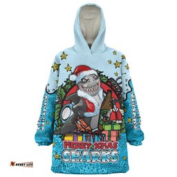 Cronulla-Sutherland Sharks Christmas Custom Snug Hoodie - Merry Christmas Our Beloved Team With Aboriginal Dot Art Pattern Snug Hoodie