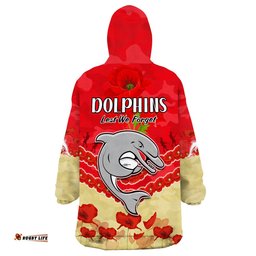 dolphins rugby wearable blanket hoodie anzac day lest we forget