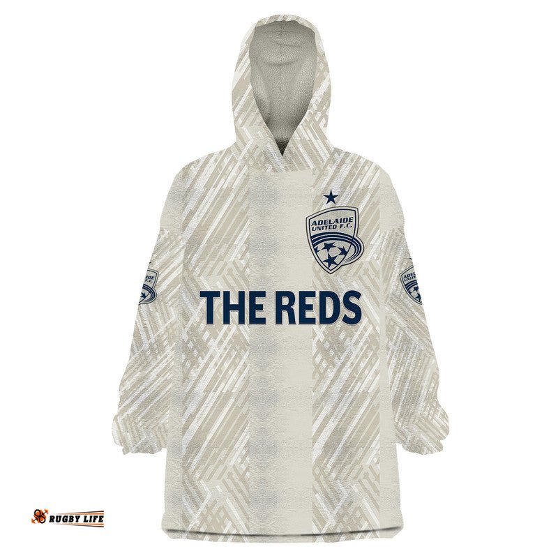 custom personalised adelaide united the reds wearable blanket hoodie soccer club original style beige