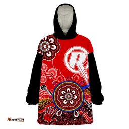 custom personalised melbourne renegades wearable blanket hoodie cricket indigenous aboriginal lizard version