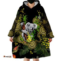custom personalised golden wattle australia acacia pycnantha mix aboriginal wearable blanket hoodie