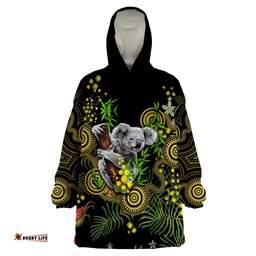 custom personalised golden wattle australia acacia pycnantha mix aboriginal wearable blanket hoodie