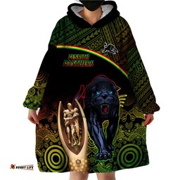 panthers rugby wearable blanket hoodie go premiers back to back polynesian indigenous art