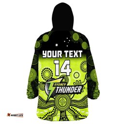 custom text and number thunder wearable blanket hoodie sydney gradient aboriginal art