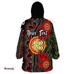 custom text and number aboriginal dot painting go to touch the sun wearable blanket hoodie