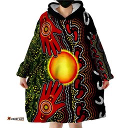 custom text and number aboriginal dot painting go to touch the sun wearable blanket hoodie
