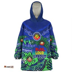Australia Snug Hoodie Naidoc Week Torres Strait Symbol With Aboriginal Pattern Inspired Blue