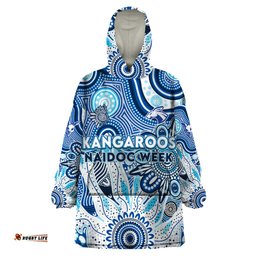personalised kangaroos naidoc week 2024 wearable blanket hoodie aussie aboriginal art dt02