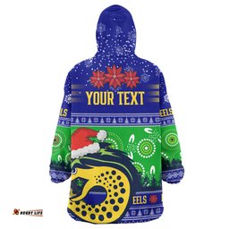 Parramatta Eels Christmas Snug Hoodie - Custom Parramatta Eels Ugly Christmas And Aboriginal Inspired Patterns Oodie Blanket