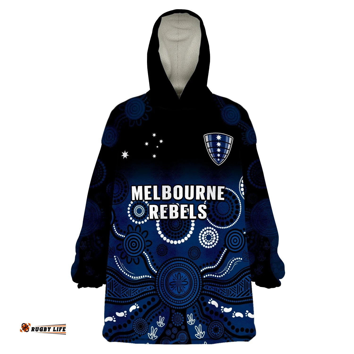 melbourne rebels rugby wearable blanket hoodie gradient aboriginal