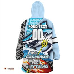 Cronulla-Sutherland Sharks Grand Final Snug Hoodie - A True Champion Will Fight Through Anything With Polynesian Patterns