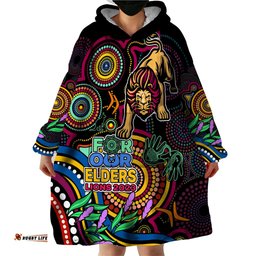 custom lions football aboriginal art wearable blanket hoodie naidoc indigenous tribal
