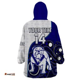 custom text and number bulldogs rugby wearable blanket hoodie go doggies indigenous art