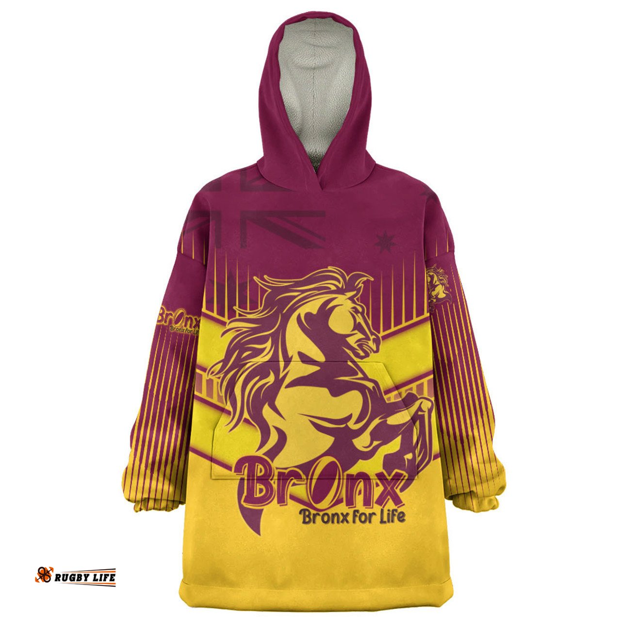 Brisbane Broncos Snug Hoodie - Bronx Mascot With Australia Flag