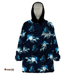 custom text and number titans rugby wearable blanket hoodie polynesian tribal mix tropical hawaiian style