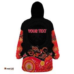 australia aboriginal wearable blanket hoodie lizard red