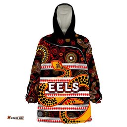 eels rugby wearable blanket hoodie aboriginal red style