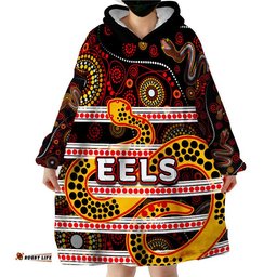 eels rugby wearable blanket hoodie aboriginal red style