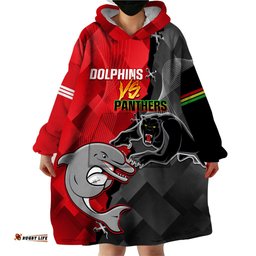 personalised panthers and dolphins wearable blanket hoodie sporty version