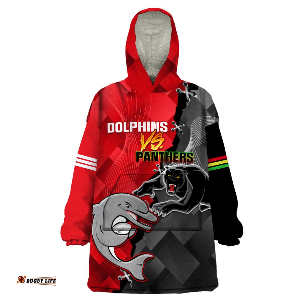 personalised panthers and dolphins wearable blanket hoodie sporty version