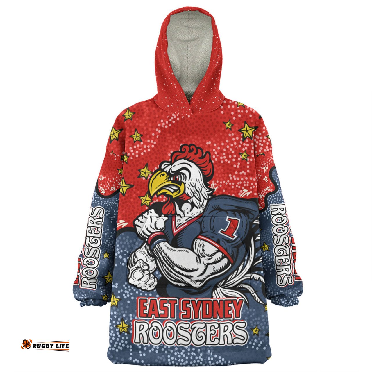 Sydney Roosters Custom Snug Hoodie - Team With Dot And Star Patterns For Tough Fan Snug Hoodie