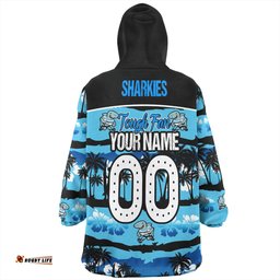 Cronulla-Sutherland Sharks Snug Hoodie - Eat Sleep Repeat With Tropical Patterns