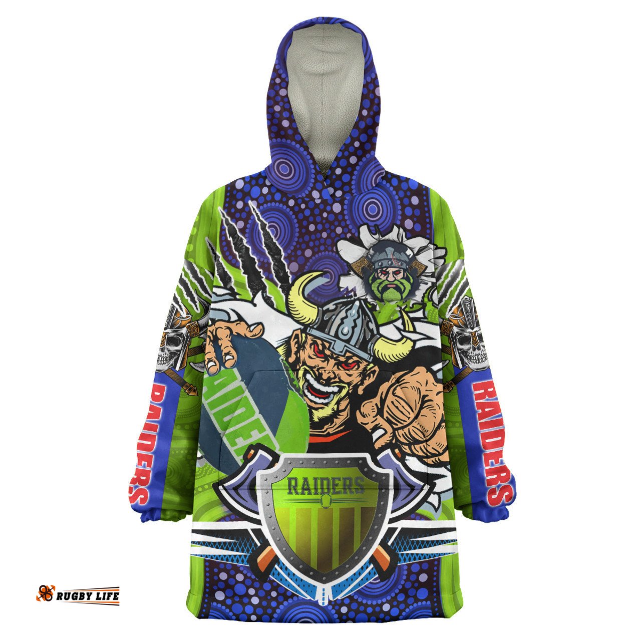 Canberra Raiders Custom Snug Hoodie - Indigenous Vikings Power Scratch Style Oodie Blanket