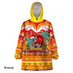 dolphins christmas wearable blanket hoodie merry xmas nrl australia rugby dt02