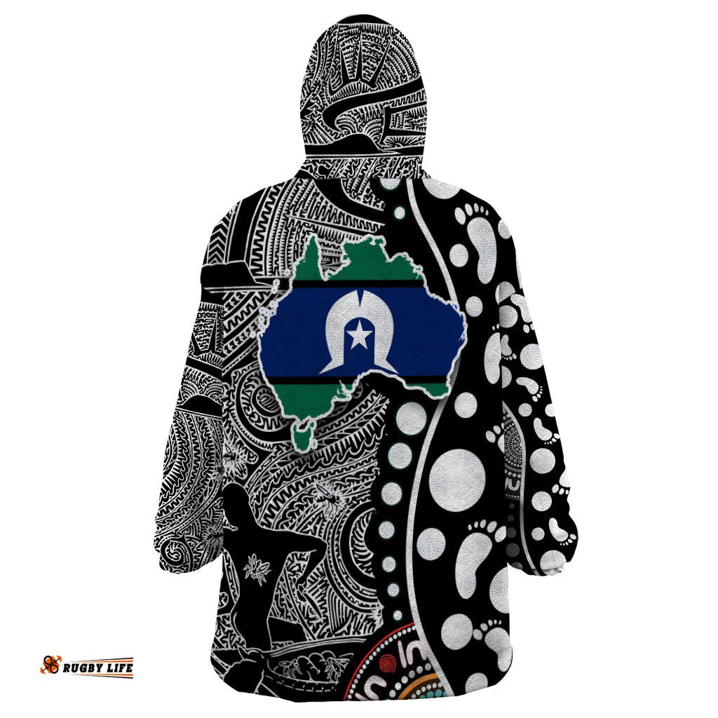torest trait islands map mix aboriginal pattern wearable blanket hoodie ts04