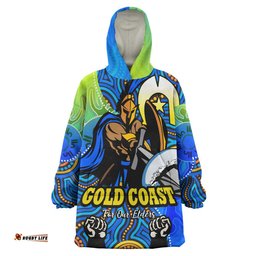 Gold Coast Titans Naidoc Custom Snug Hoodie -Naidoc Week and Torres Strait Island with Aboriginal Inspired Dot Painting Style Oodie Blanket
