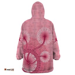 australia indigenous wearable blanket hoodie breast cancer ribbon aboriginal art pink
