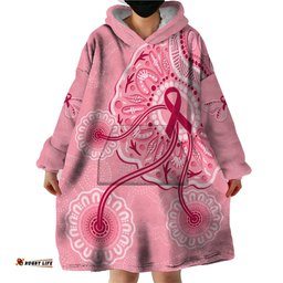 australia indigenous wearable blanket hoodie breast cancer ribbon aboriginal art pink