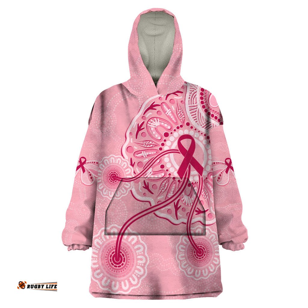 australia indigenous wearable blanket hoodie breast cancer ribbon aboriginal art pink
