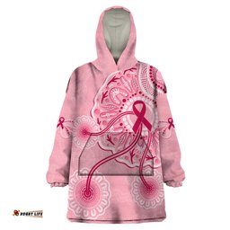australia indigenous wearable blanket hoodie breast cancer ribbon aboriginal art pink
