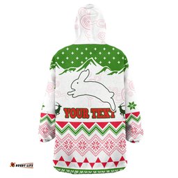 South Sydney Rabbitohs Snug Hoodie - Custom Merry Christmas South Sydney Rabbitohs Aboriginal Inspired Culture Oodie Blanket