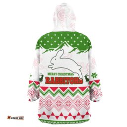 South Sydney Rabbitohs Snug Hoodie - Custom Merry Christmas South Sydney Rabbitohs Aboriginal Inspired Culture Oodie Blanket