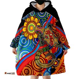 custom text and number australia lizard and sun aboriginal art speical wearable blanket hoodie