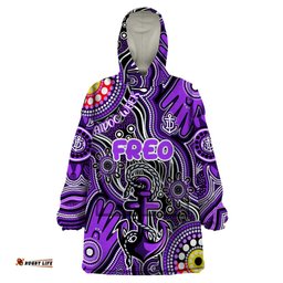 personalised naidoc week 2024 fremantle dockers freo wearable blanket hoodie australian aboriginal hand painting dt02