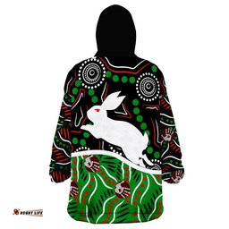 rabbitohs rugby wearable blanket hoodie indigenous