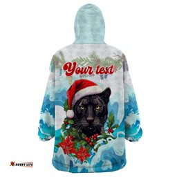 personalised australia panthers christmas wearable blanket hoodie merry and bright breaking wave