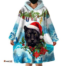 personalised australia panthers christmas wearable blanket hoodie merry and bright breaking wave