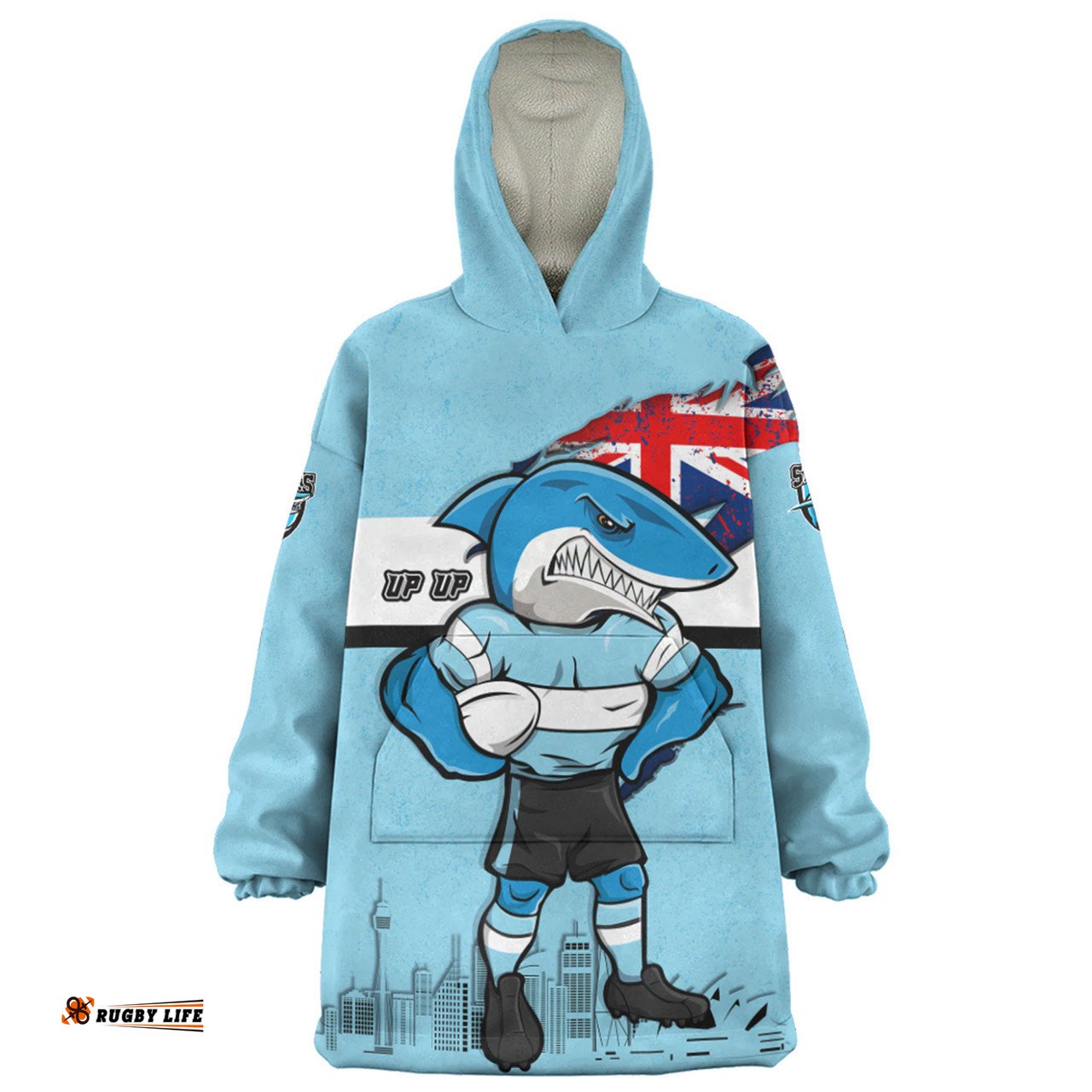 Cronulla-Sutherland Sharks Snug Hoodie Custom For Die Hard Fan Australia Flag Scratch Style