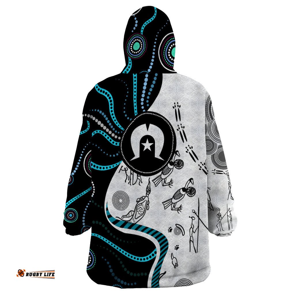 aboriginal pattern torest strait island wearable blanket hoodie ts04