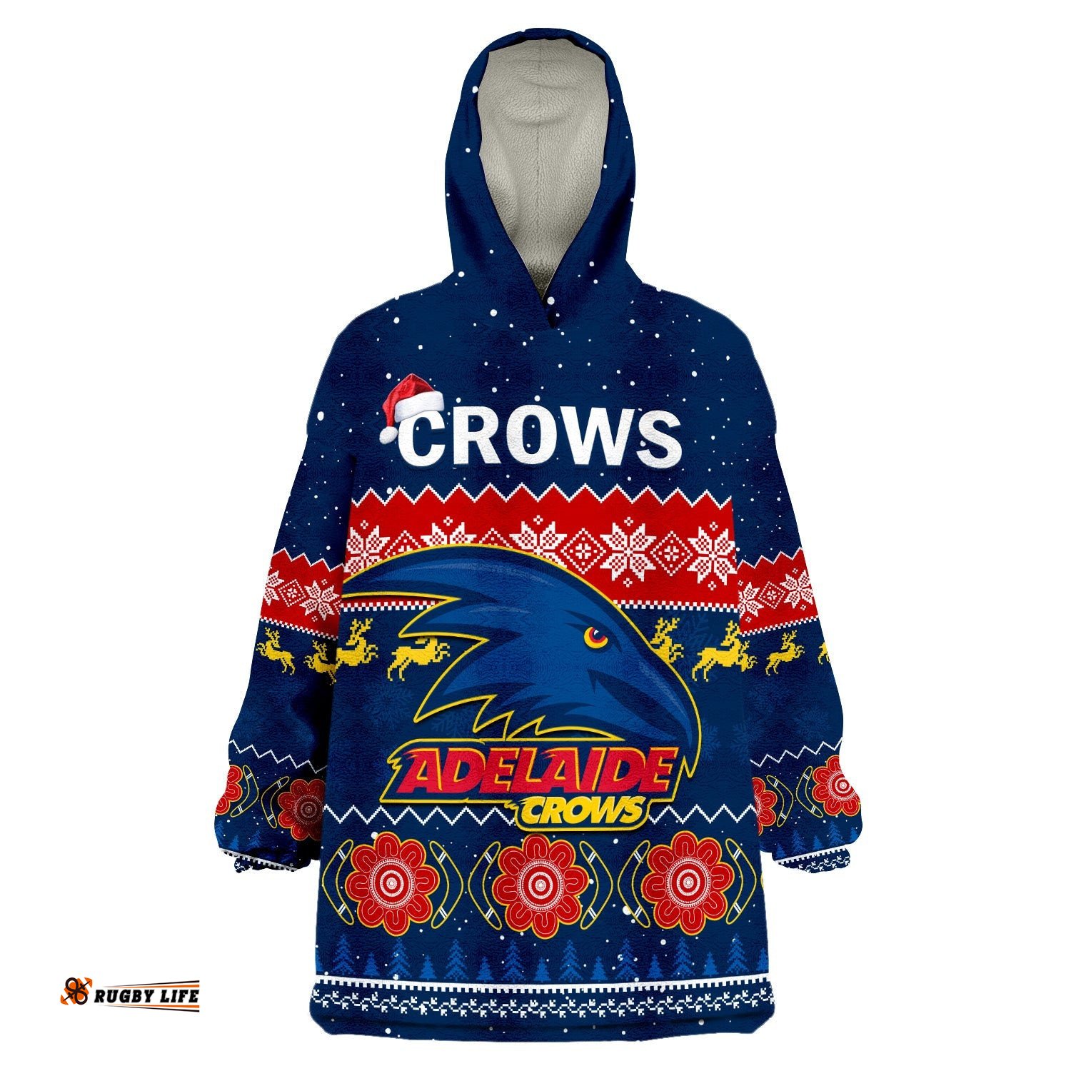 adelaide football wearable blanket hoodie crows indigenous merry christmas