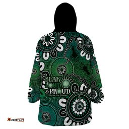 naidoc week 2024 fire burning wearable blanket hoodie aboriginal dots green art