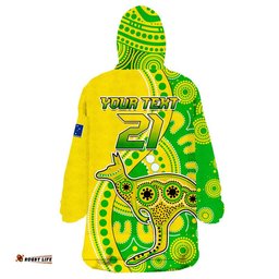 custom personalised australia kangaroo soccer world cup wearable blanket hoodie socceroos aboriginal